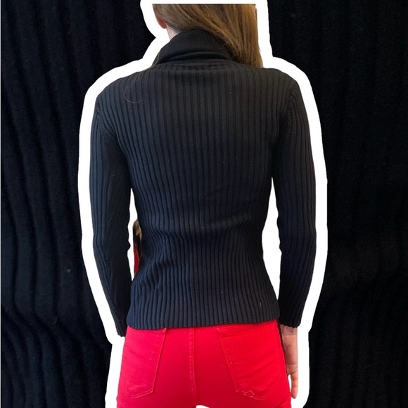 Cowl Neck Sweater, black, soft, stretchy for multi size fit, w/ sunscreen, Sz S - Picture 2 of 6